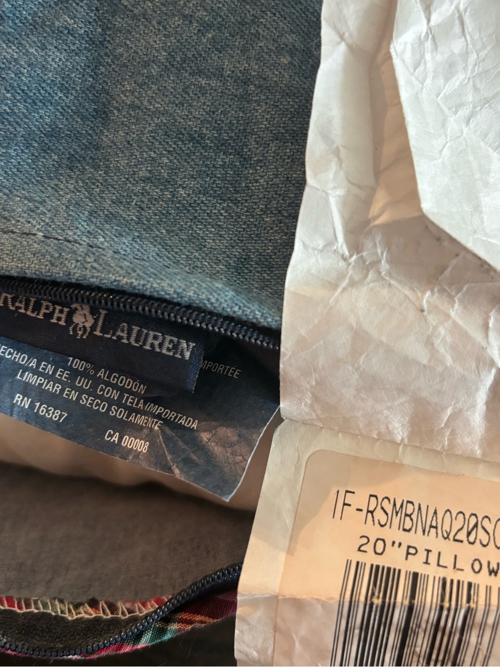 Ralph Lauren Navy 20” Goose Down Pillow with Red-Jacket Polo Bear - Picture 3 of 5
